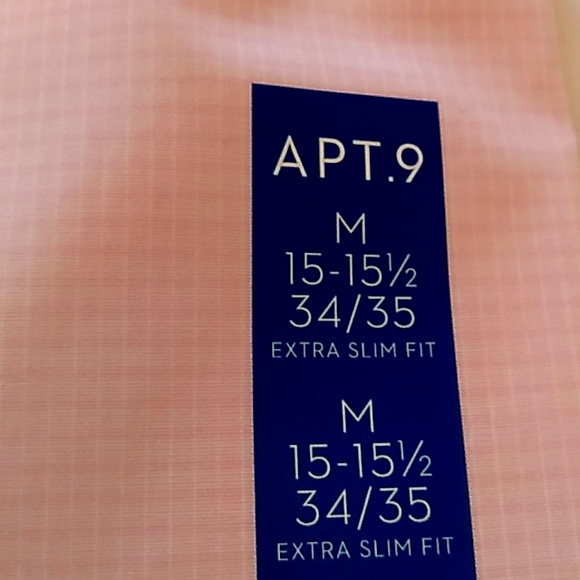 NWT Men's M Apt 9 dress shirt in subtle pink with white - Picture 4 of 5